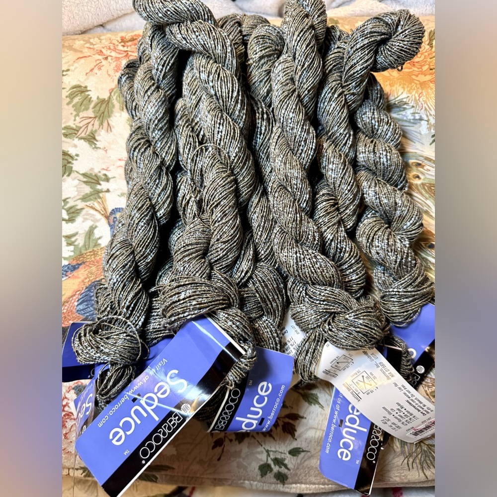 10 Skeins Seduce Fiber Art Yarn - Sophisticated Black and Silver